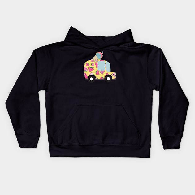 Ice Cream Truck Yellow Kids Hoodie by bruxamagica